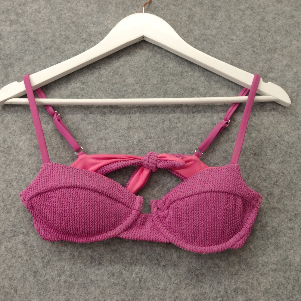 Y2K Barbiecore Bikini Top Womens S Purple Pink Crinkle Underwired DIPPIN DAISYS